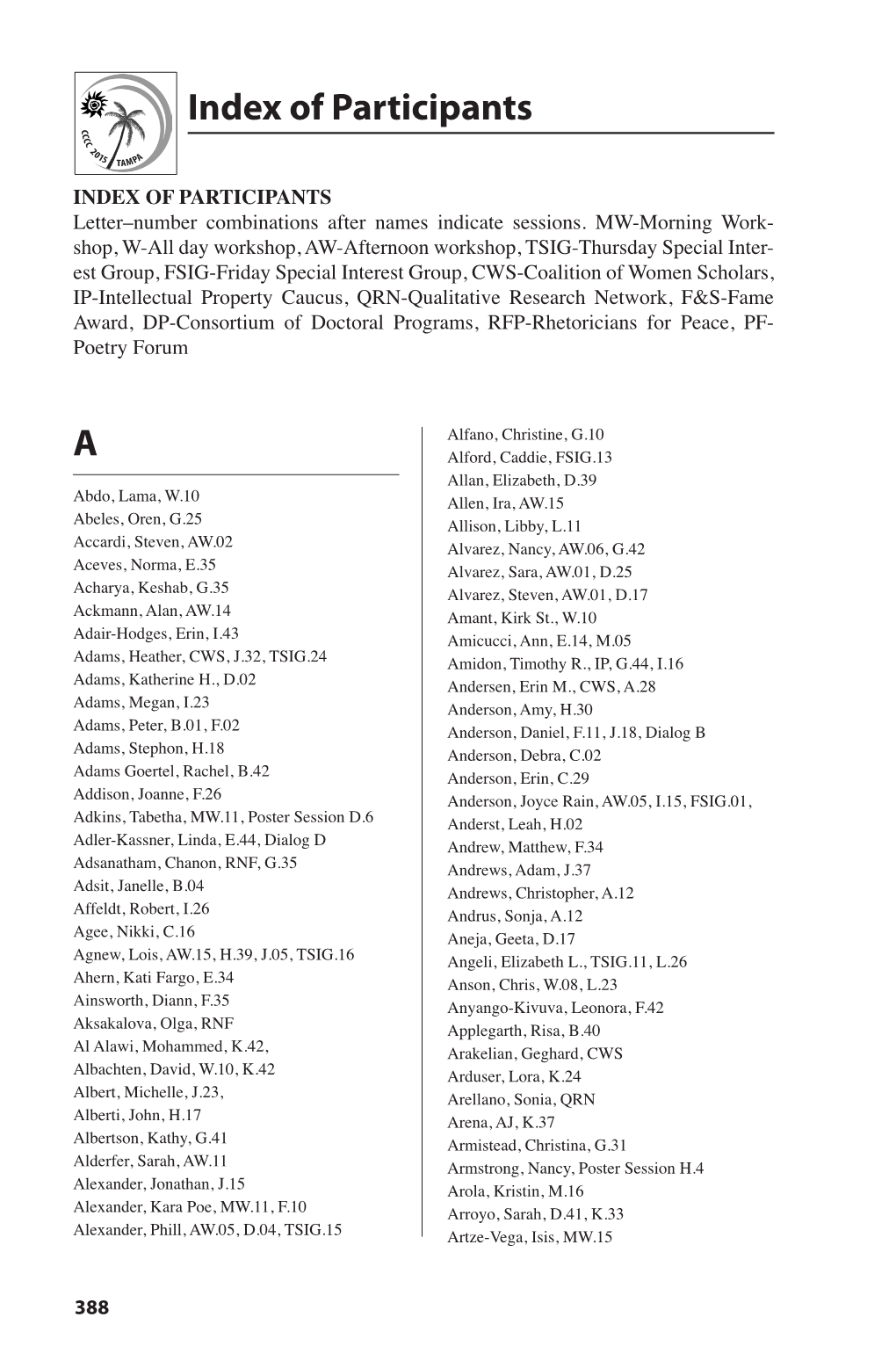 A Index of Participants