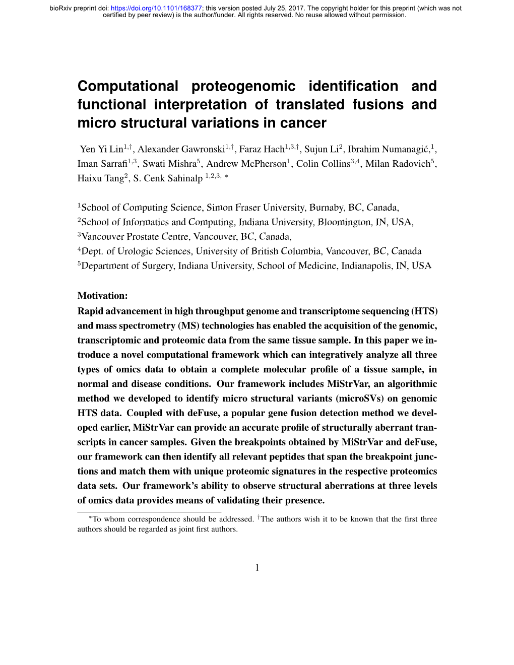 Computational Proteogenomic Identification and Functional