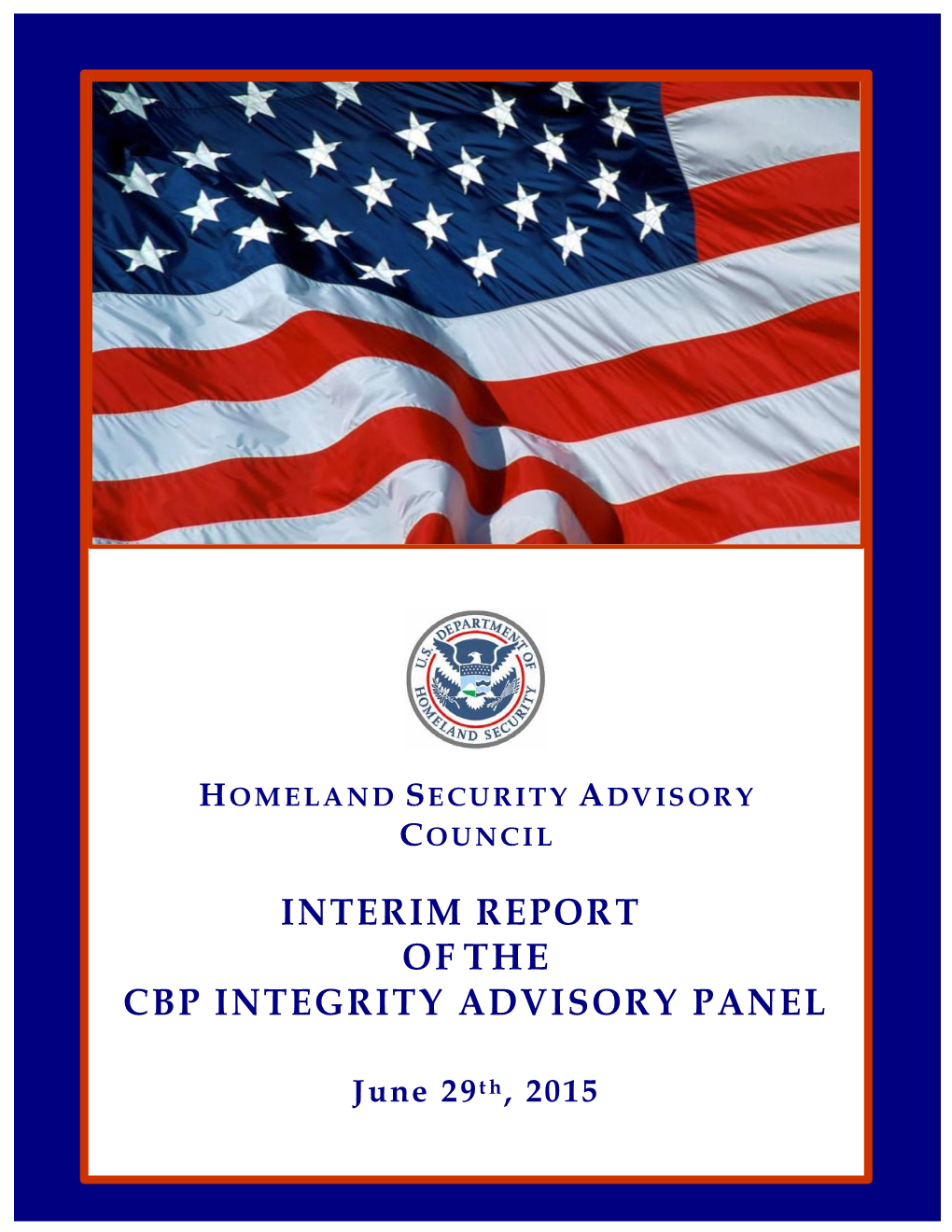 Interim Report of the CBP Integrity Advisory Panel