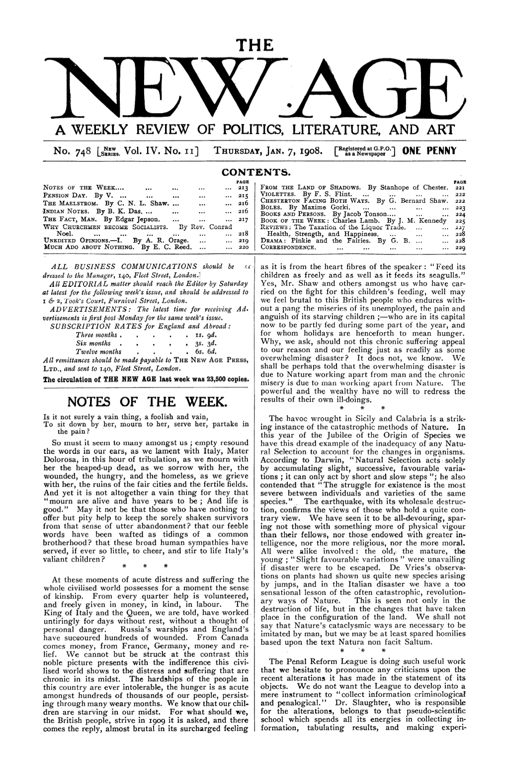 Vol. 4 No. 11, January 7, 1909