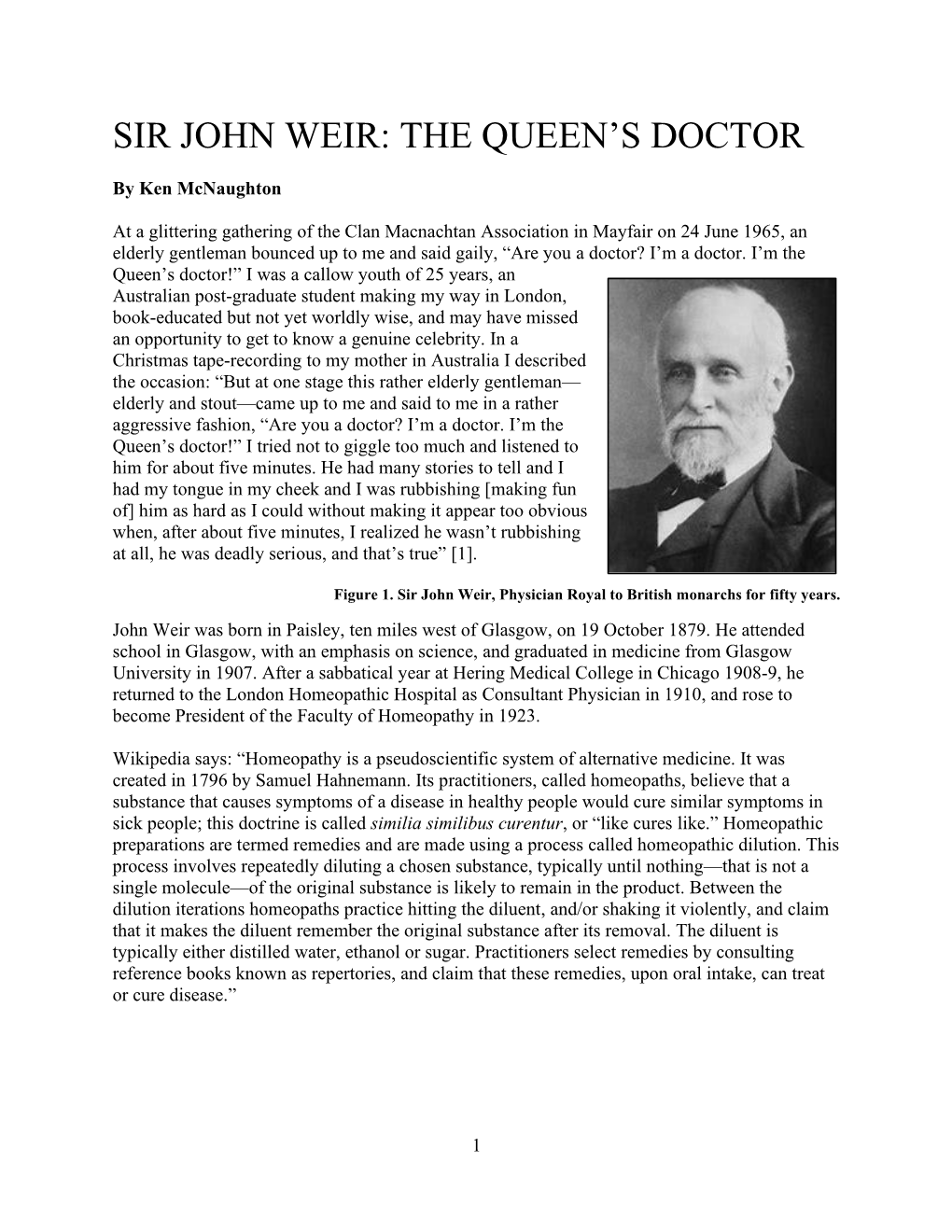 Sir John Weir: the Queen’S Doctor