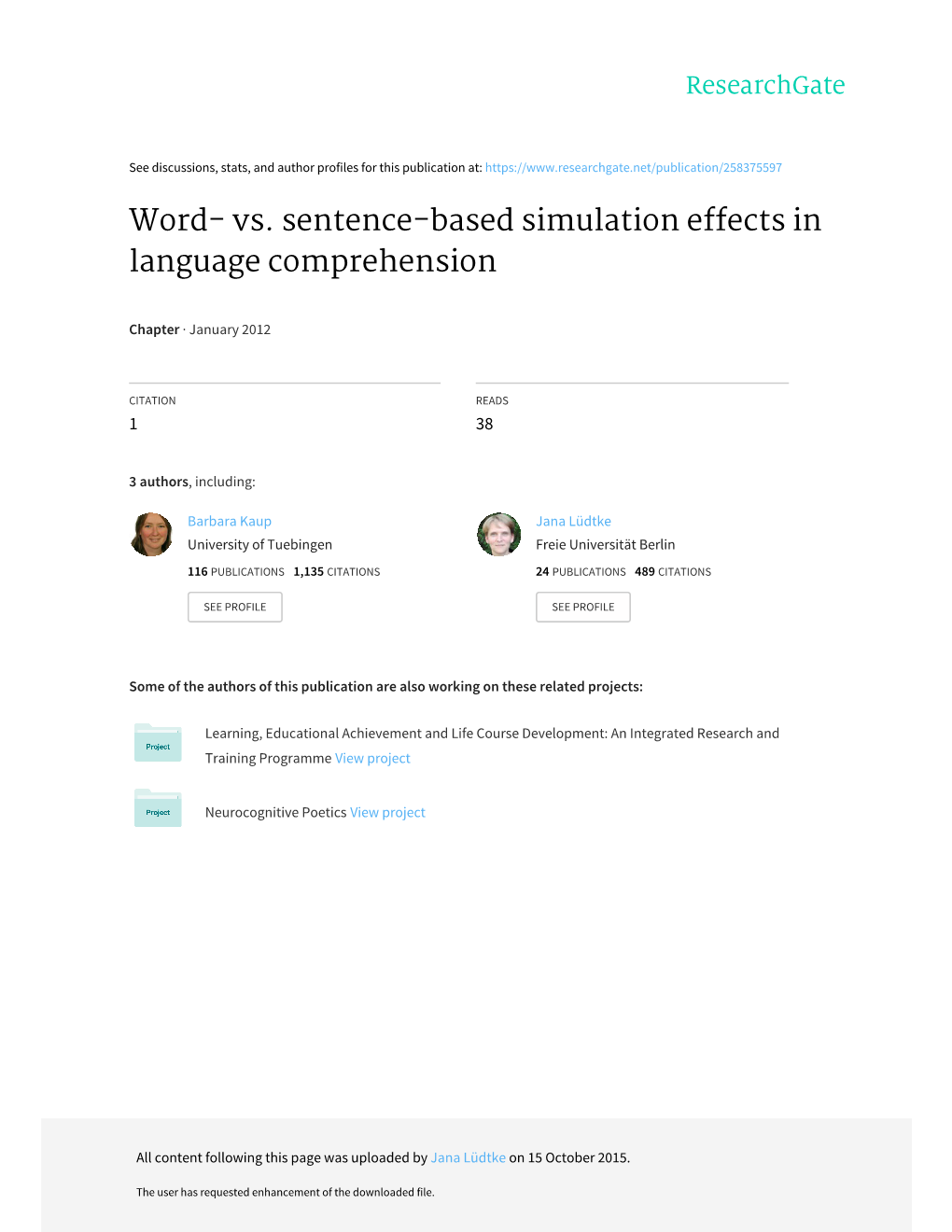 Word- Vs. Sentence-Based Simulation Effects in Language Comprehension