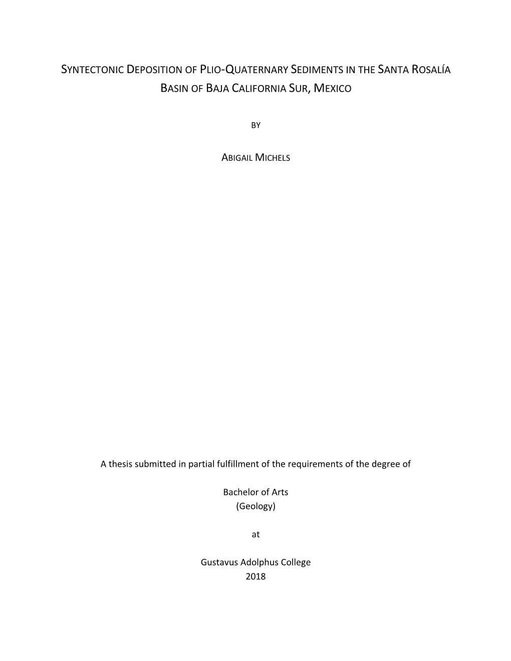 Syntectonic Deposition of Plio-Quaternary Sediments in the Santa Rosalía Basin of Baja California Sur, Mexico