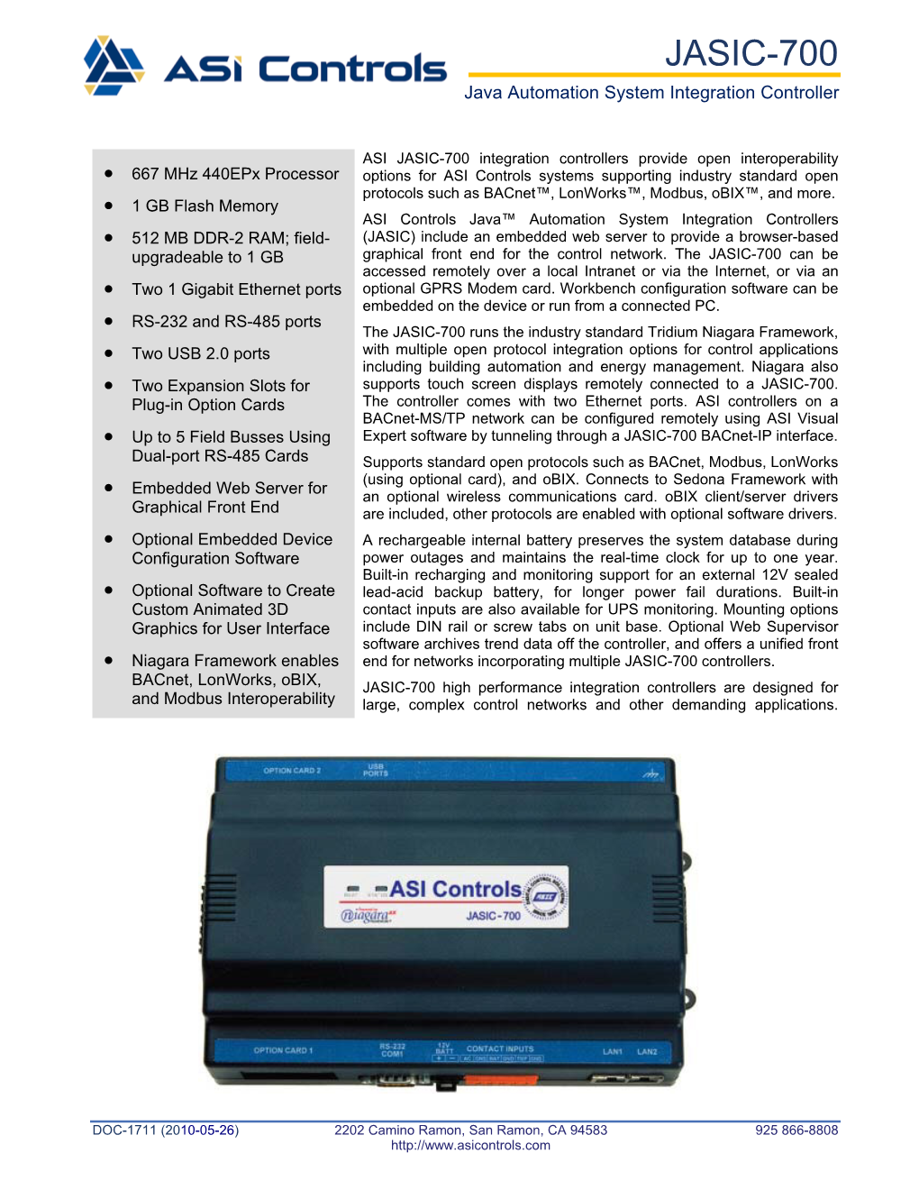 JASIC-700 Java Automation System Integration Controller