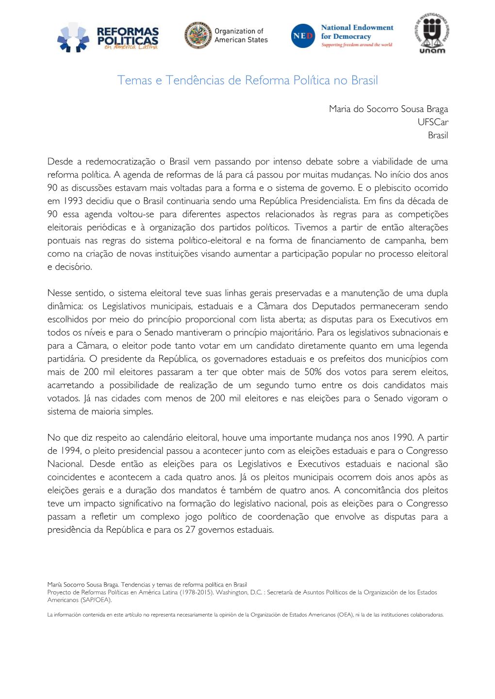 Temas E Tendências De Reforma Política No Brasil