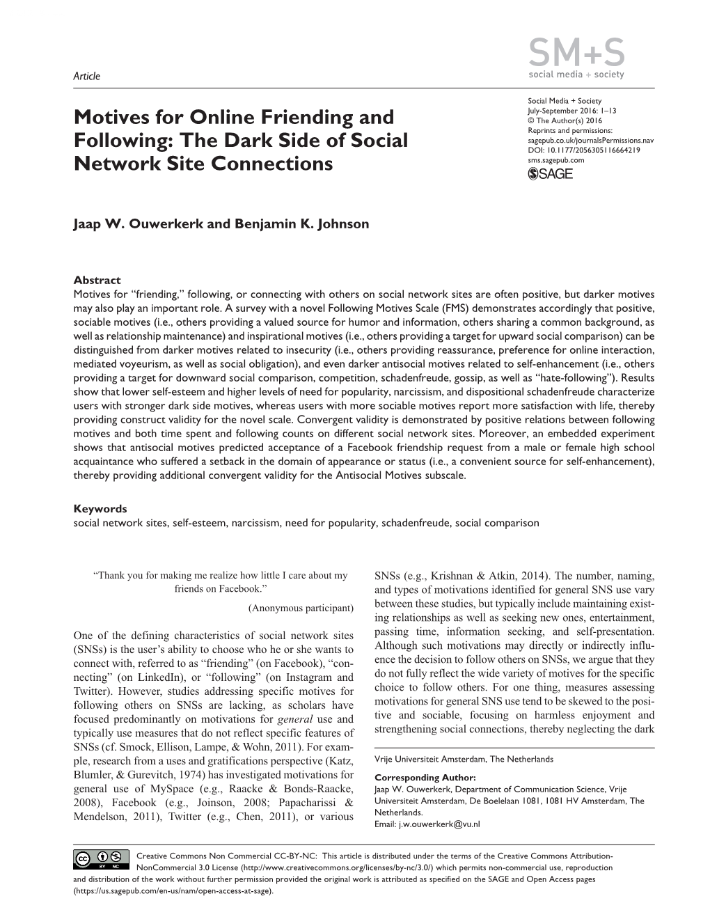 Motives for Online Friending and Following: the Dark Side of Social