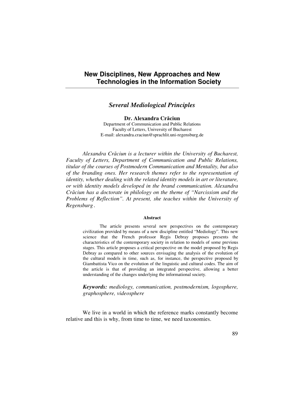 Several Mediological Principles