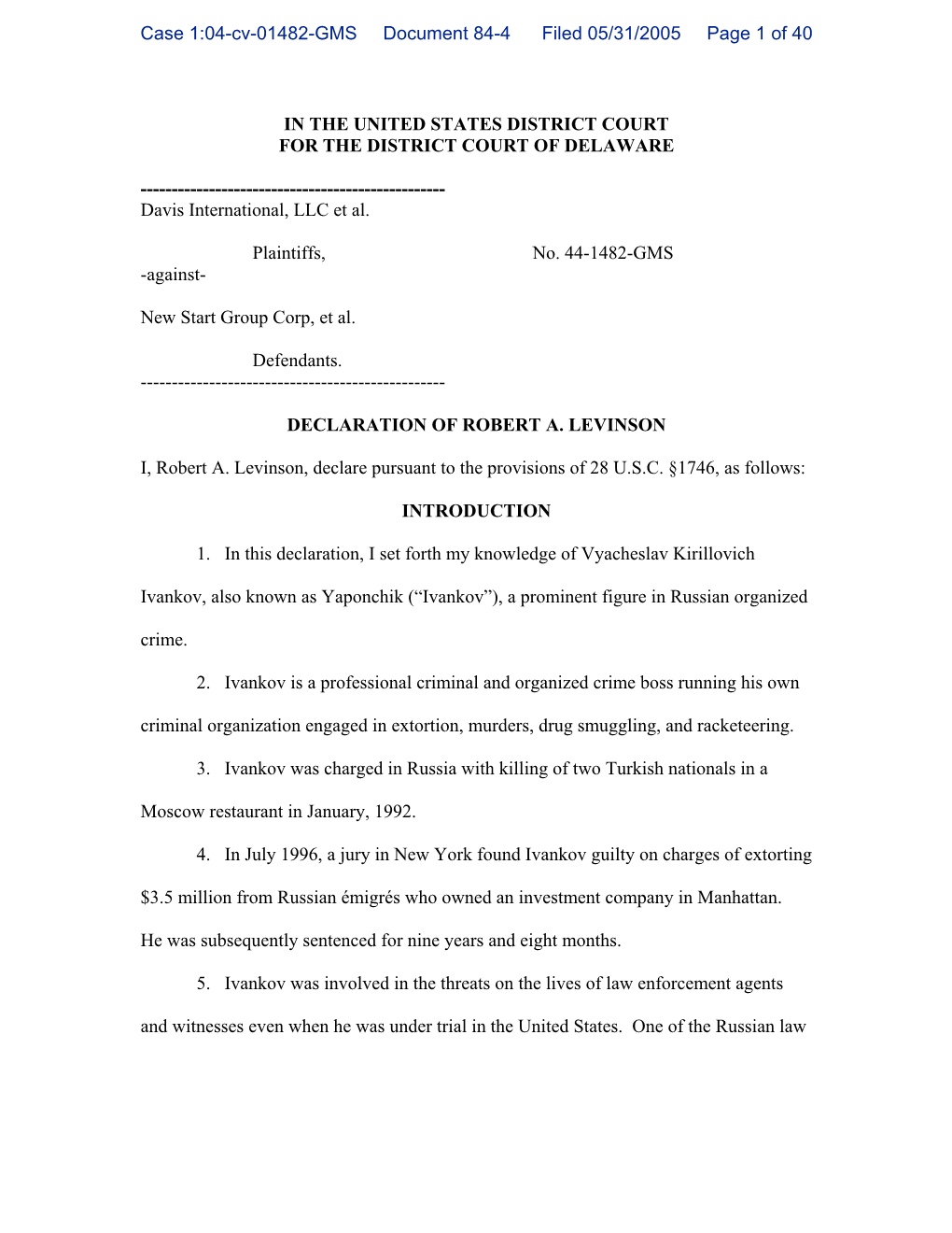 Case 1:04-Cv-01482-GMS Document 84-4 Filed 05/31/2005 Page 1 of 40