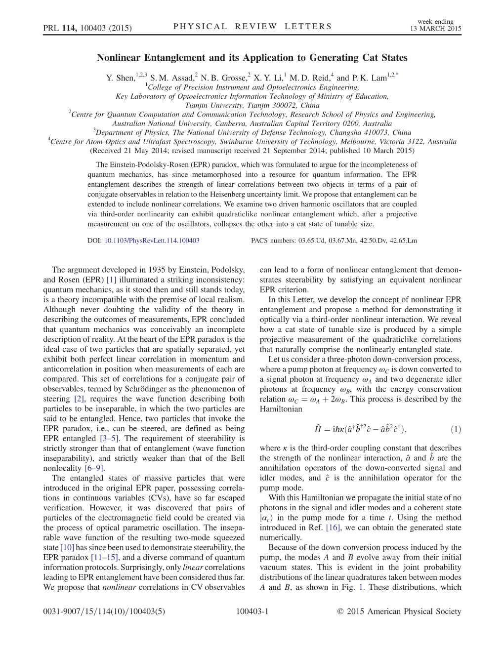 Nonlinear Entanglement and Its Application to Generating Cat States