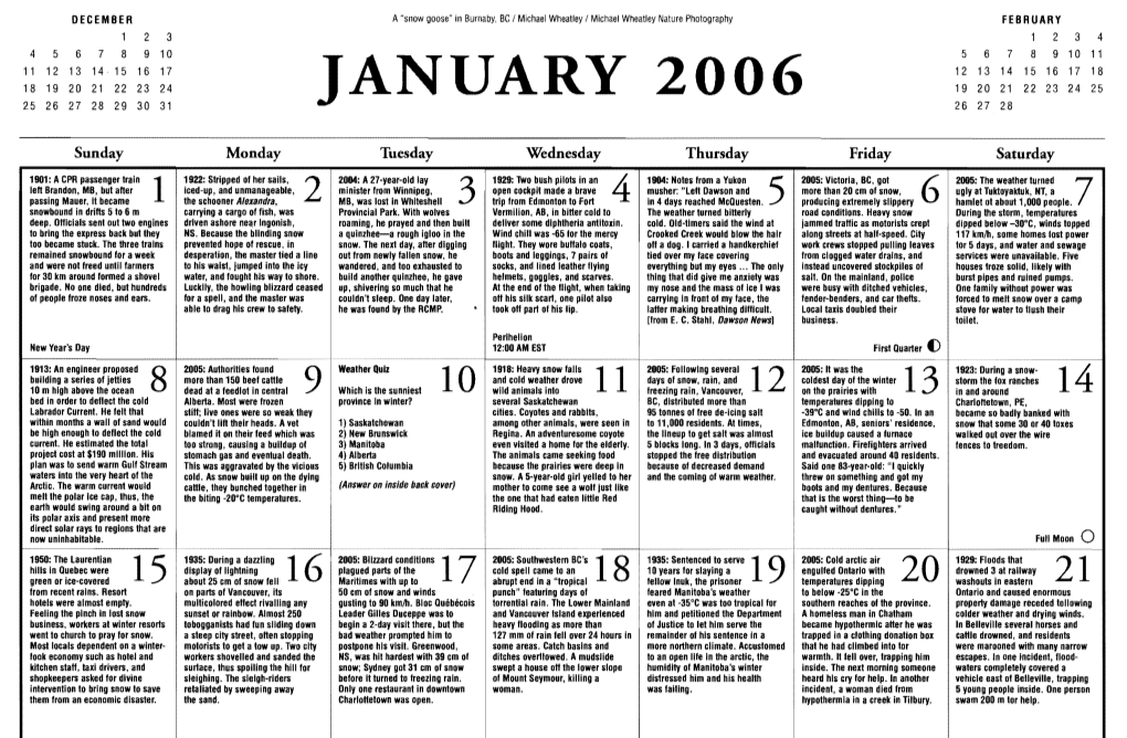 2006 Weather Trivia Calendar