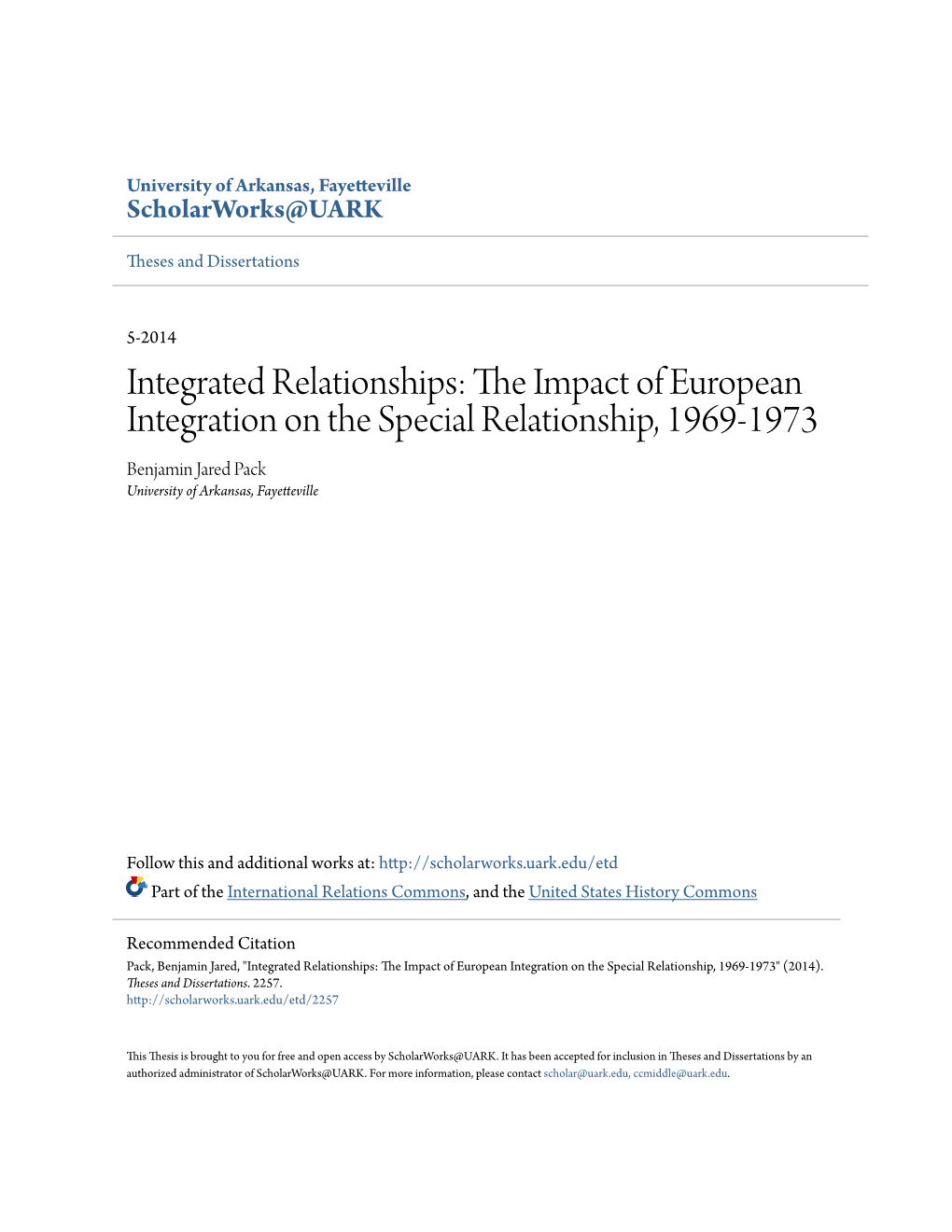 The Impact of European Integration on the Special Relationship, 1969-1973