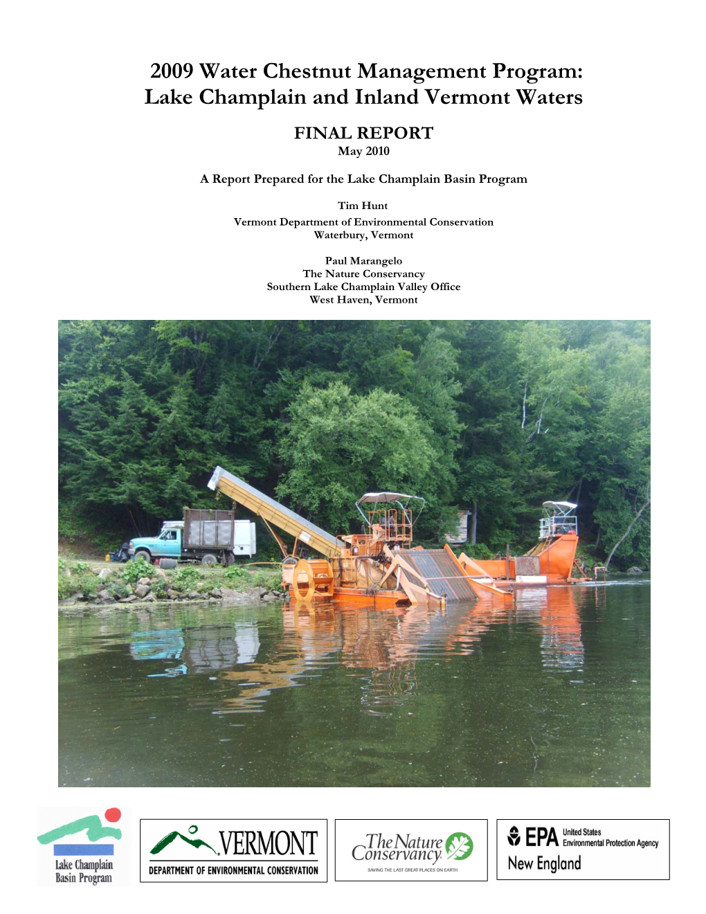 2009 Water Chestnut Management Program: Lake Champlain and Inland Vermont Waters