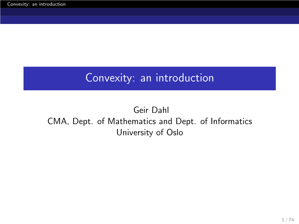 Convexity: an Introduction