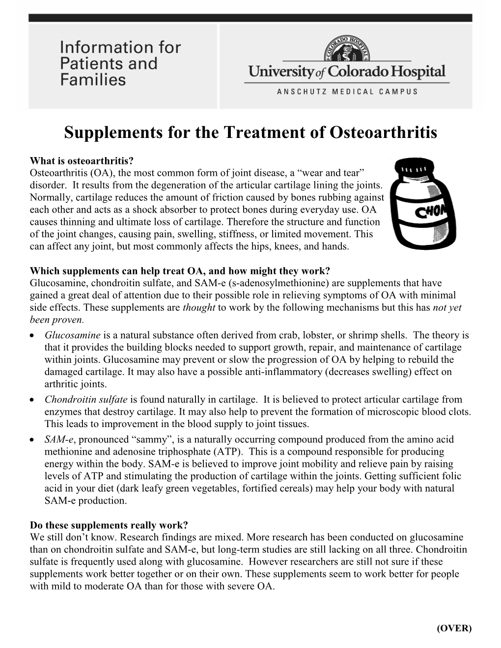 Supplements for the Treatment of Osteoarthritis