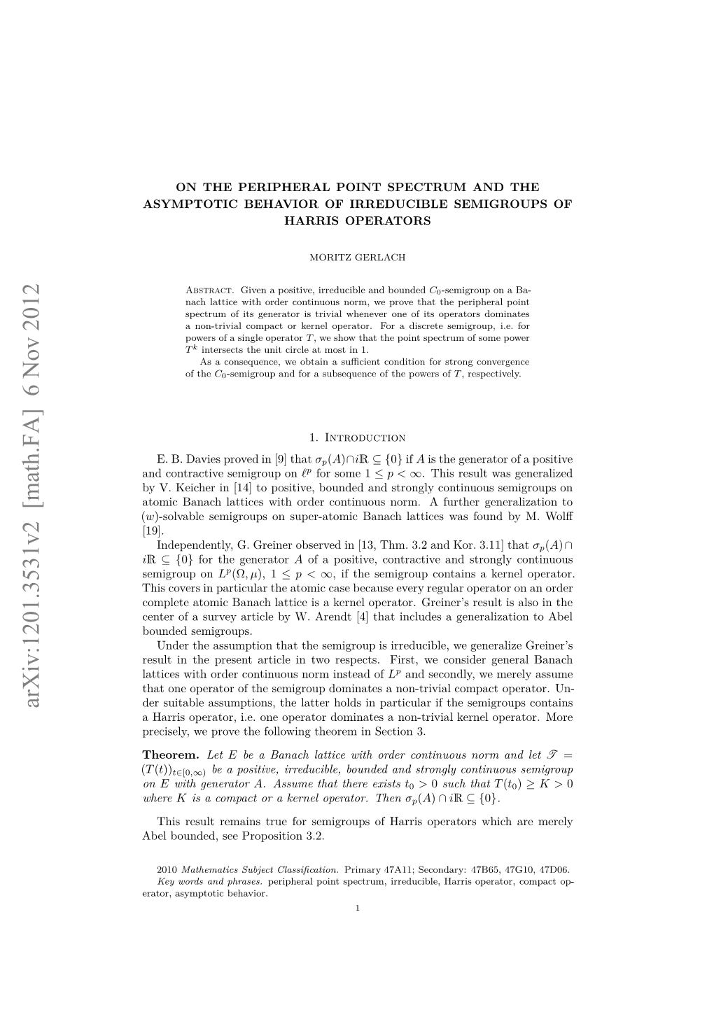 On the Peripheral Point Spectrum and the Asymptotic Behavior of Irreducible Semigroups of Harris Operators