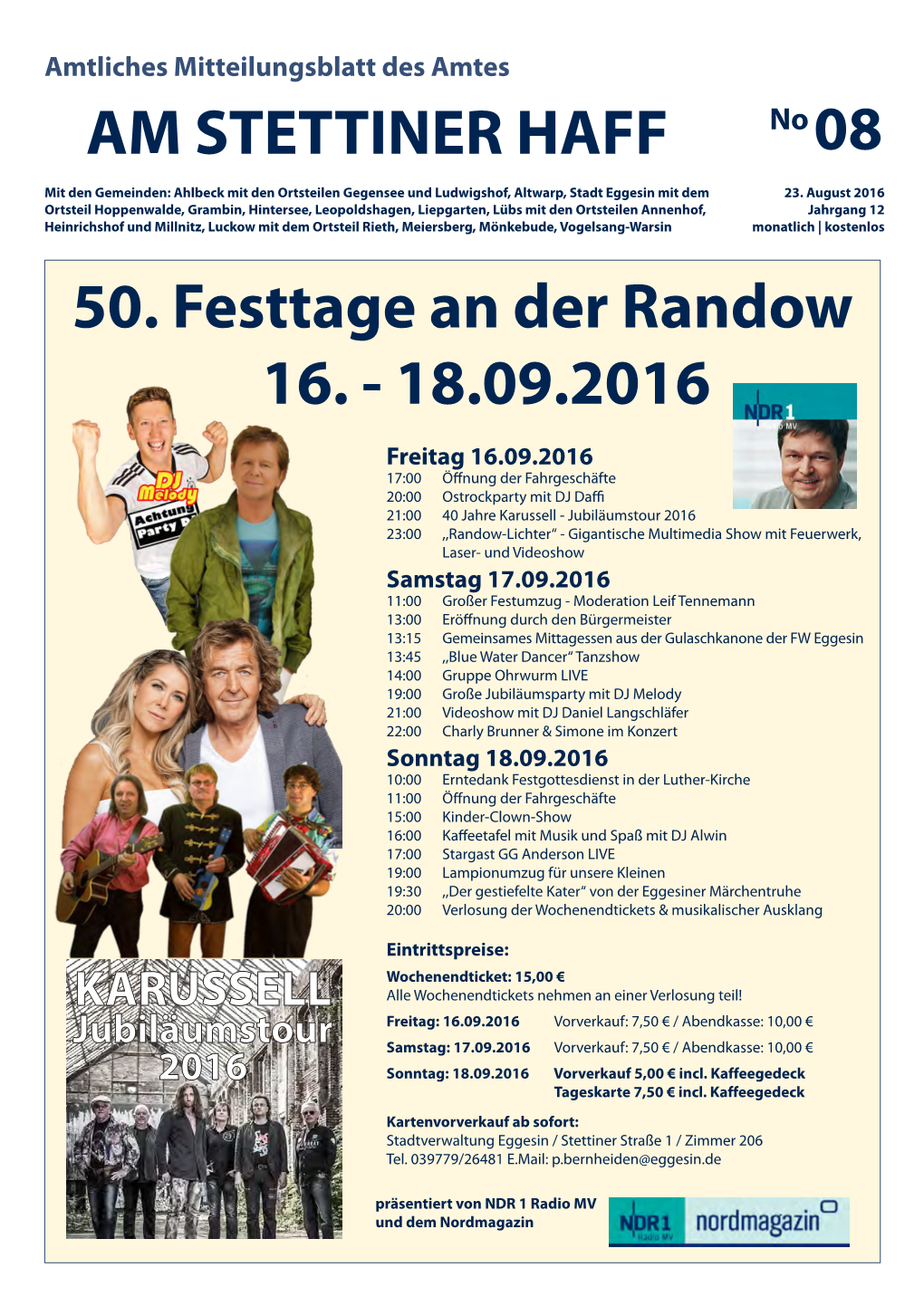 AM STETTINER HAFF 50. Festtage an Der Randow