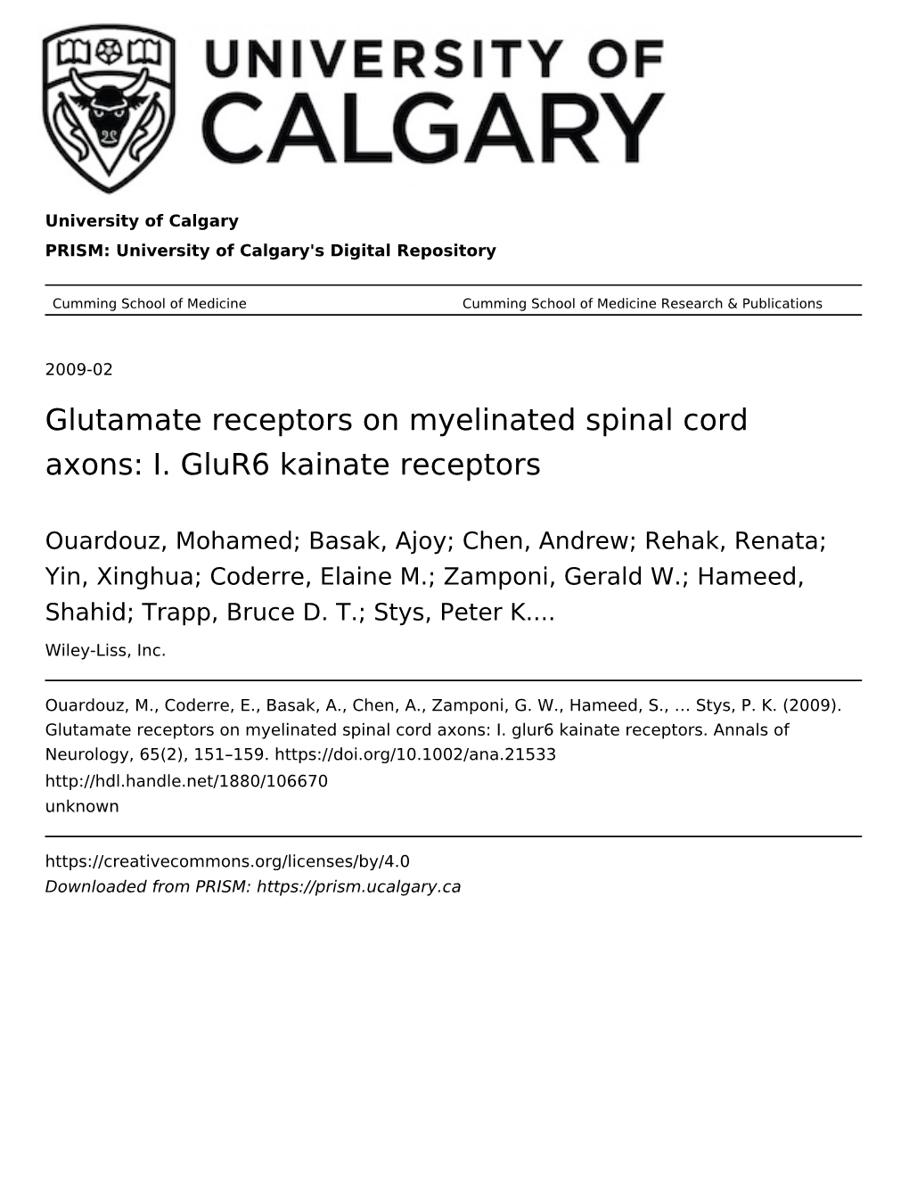 I. Glur6 Kainate Receptors