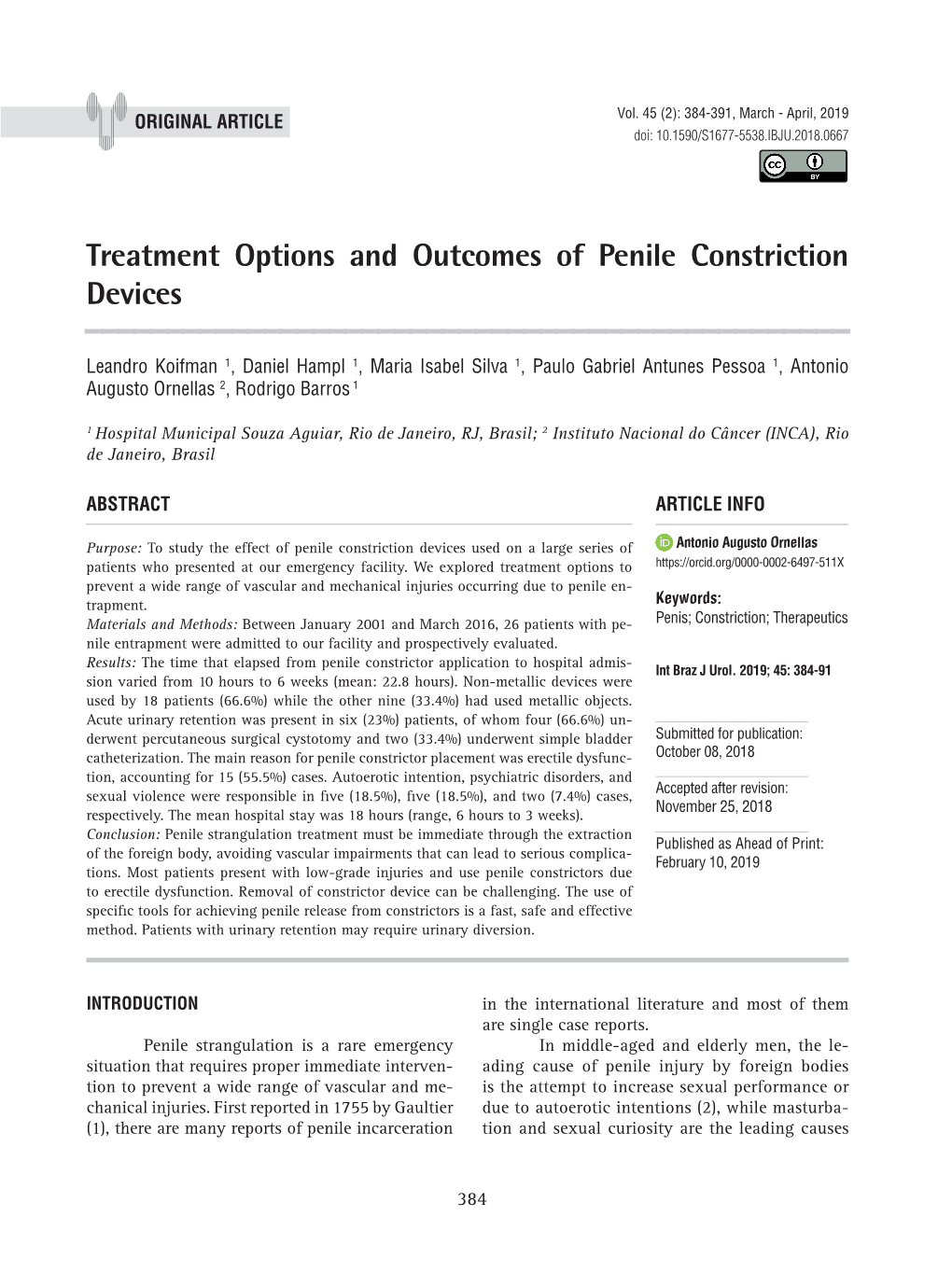 Treatment Options and Outcomes of Penile Constriction Devices ______
