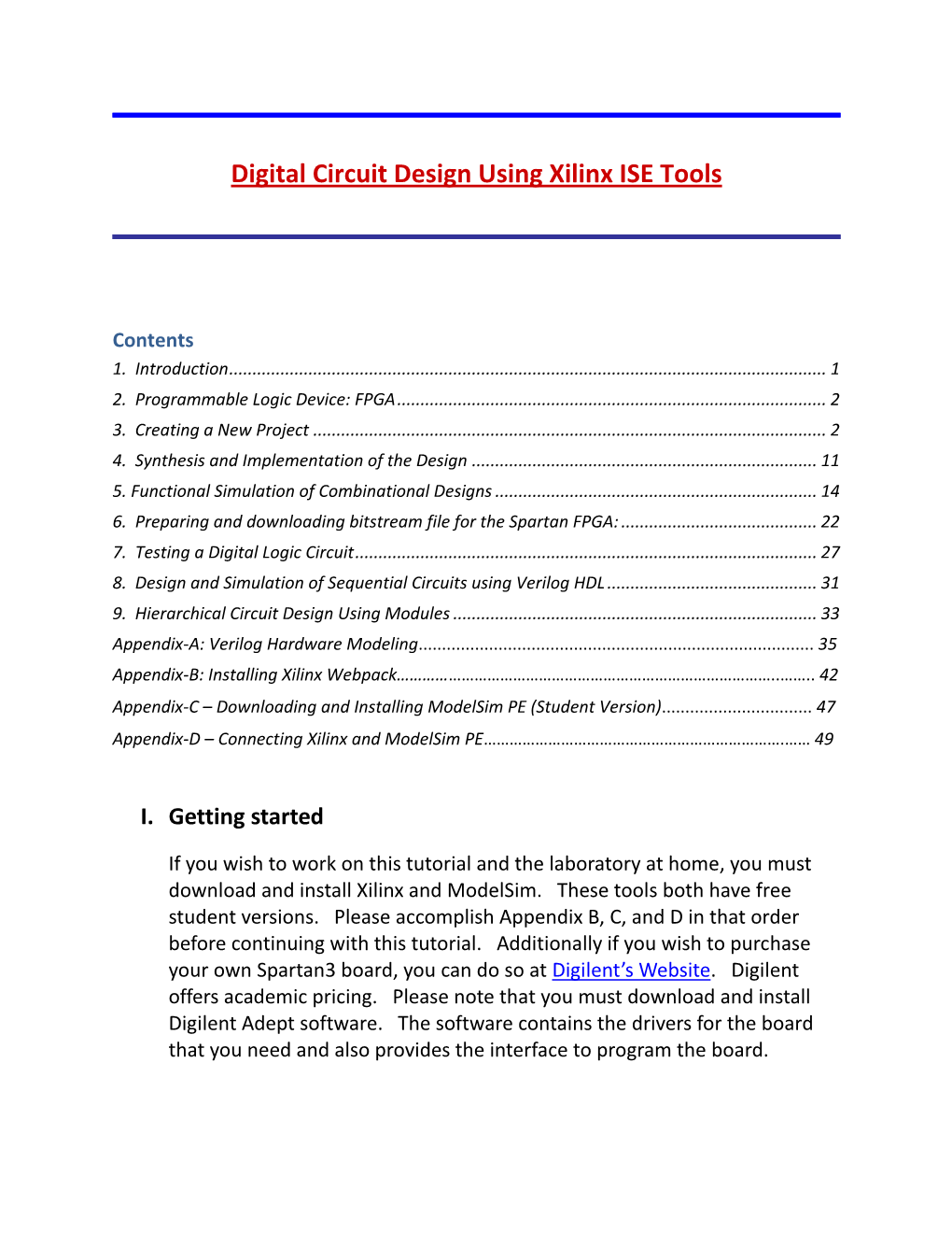 Digital Circuit Design Using Xilinx ISE Tools