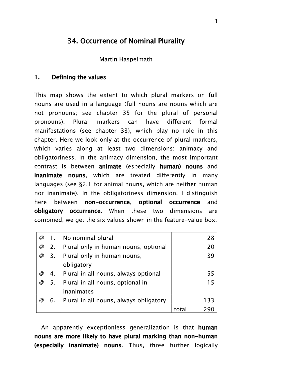 34. Occurrence of Nominal Plurality