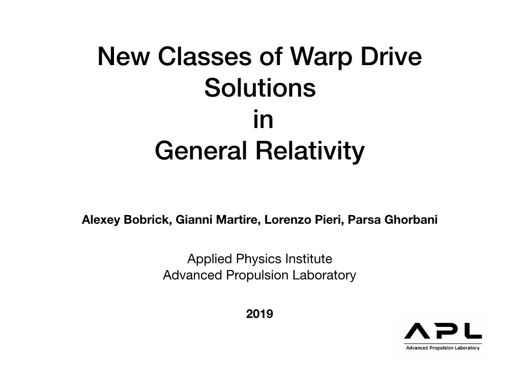 New Classes of Warp Drive Solutions in General Relativity