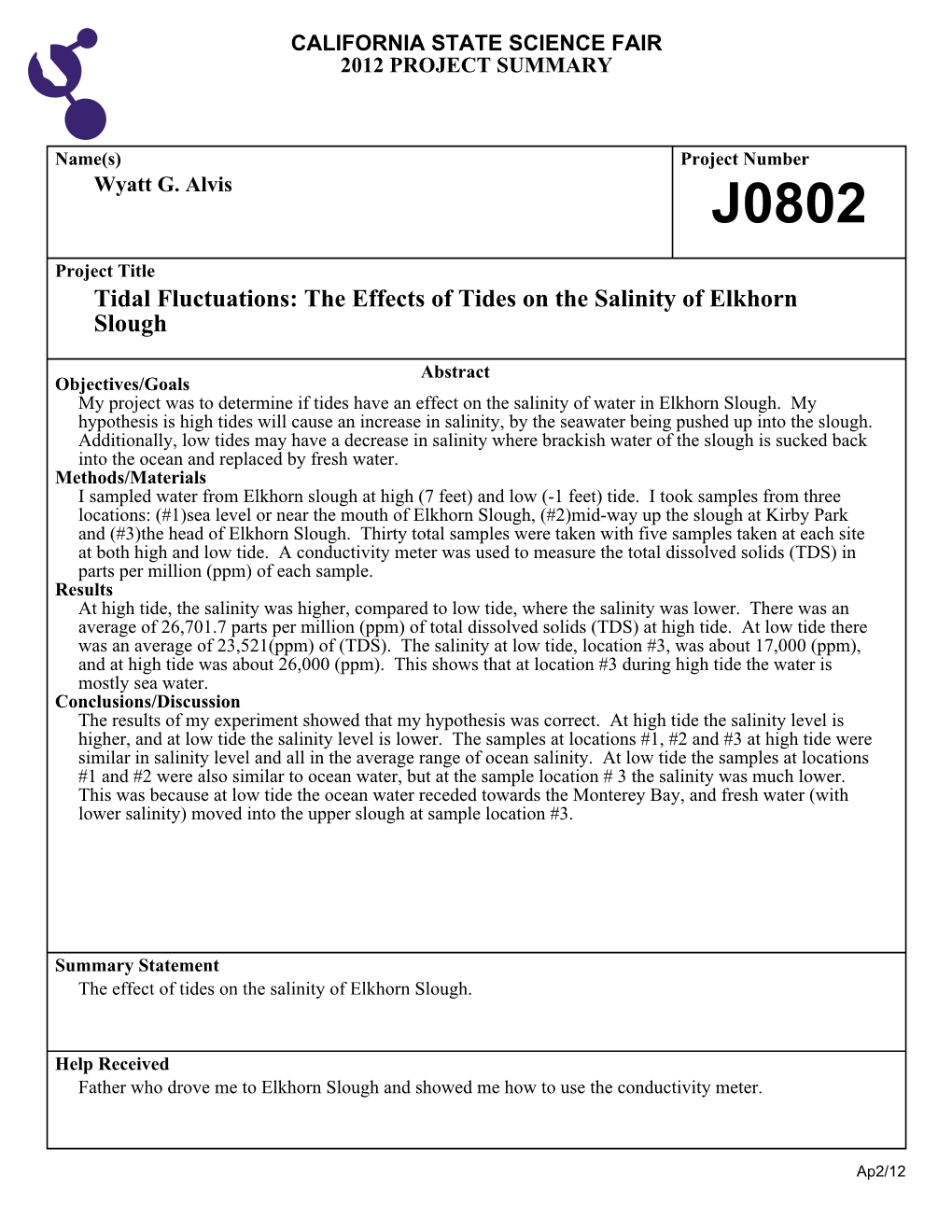 Tidal Fluctuations: the Effects of Tides on the Salinity of Elkhorn Slough