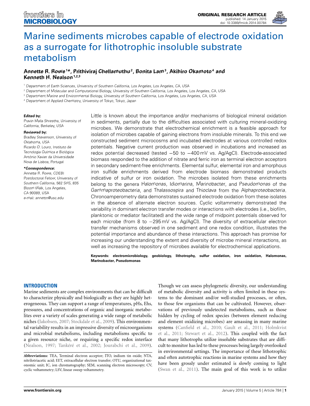 Marine Sediments Microbes Capable of Electrode Oxidation As a Surrogate for Lithotrophic Insoluble Substrate Metabolism