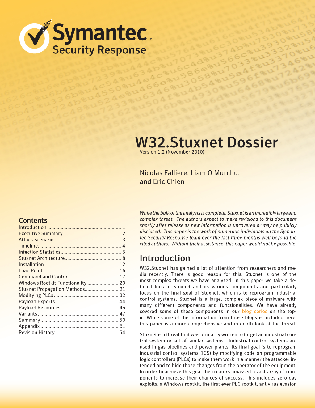 W32.Stuxnet Dossier Version 1.2 (November 2010)