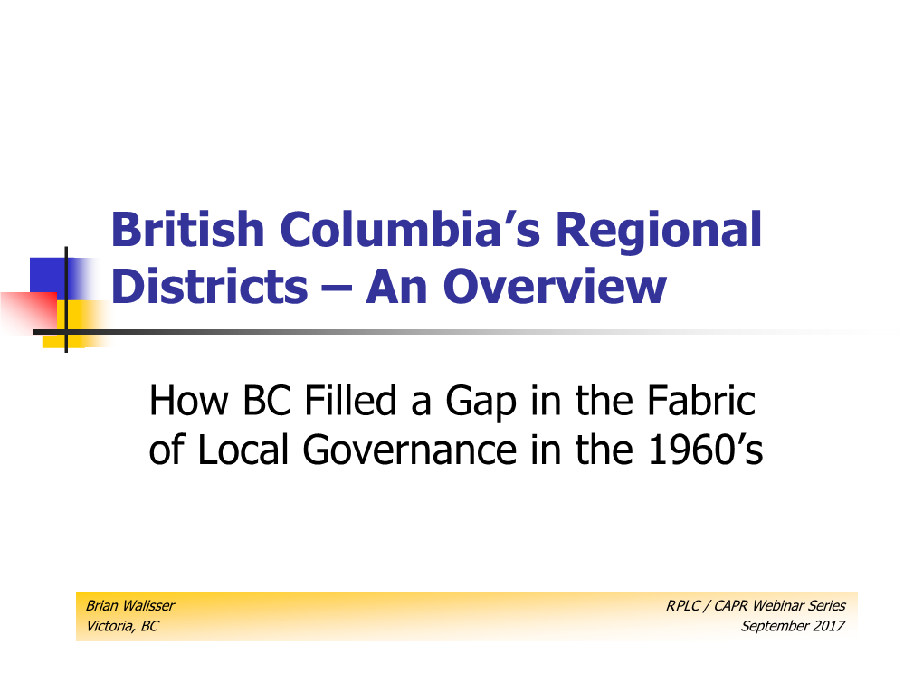 British Columbia's Regional Districts