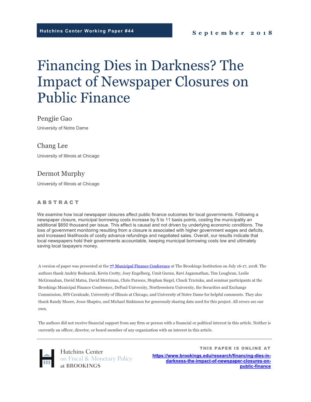 The Impact of Newspaper Closures on Public Finance