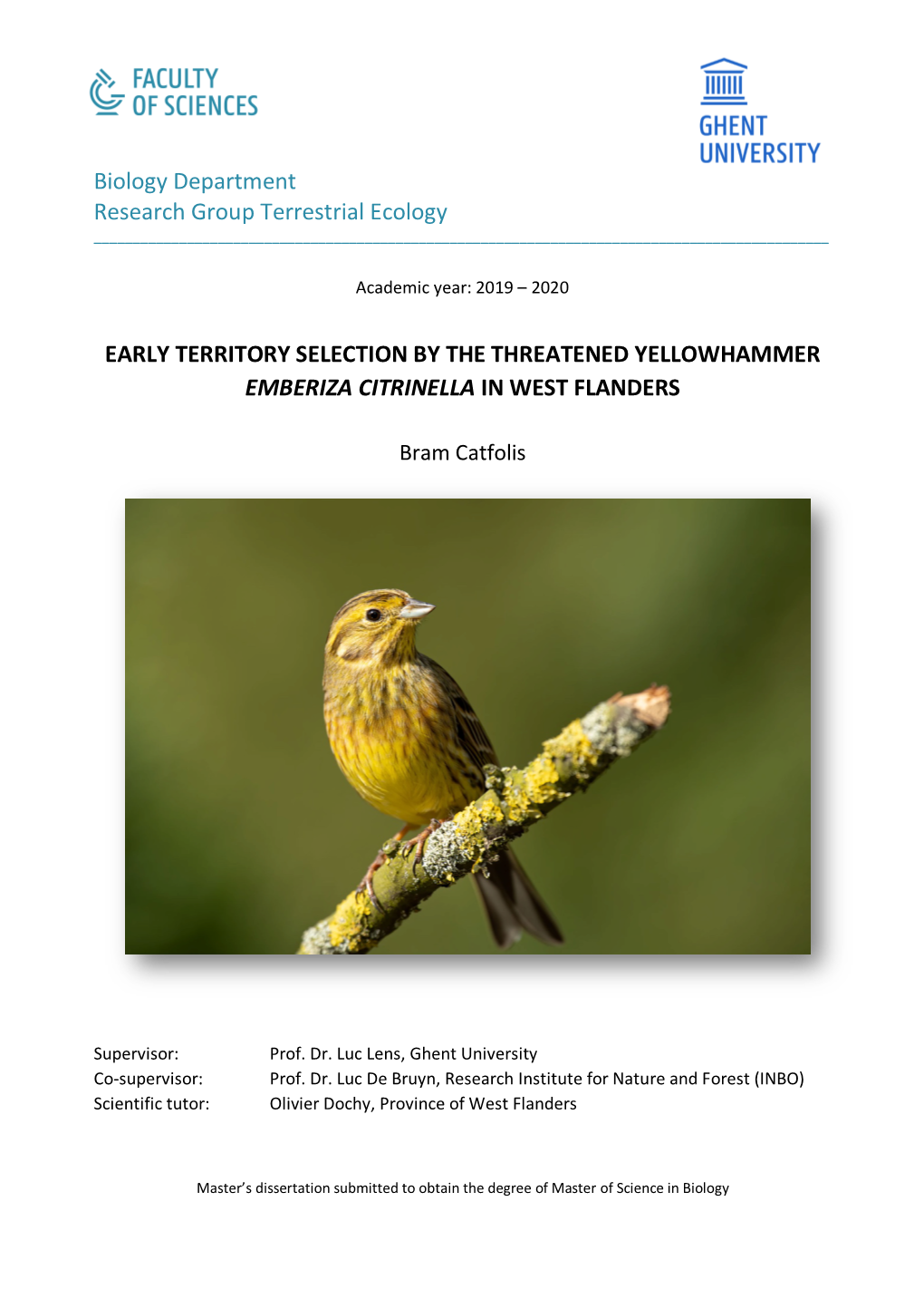 Biology Department Research Group Terrestrial Ecology EARLY