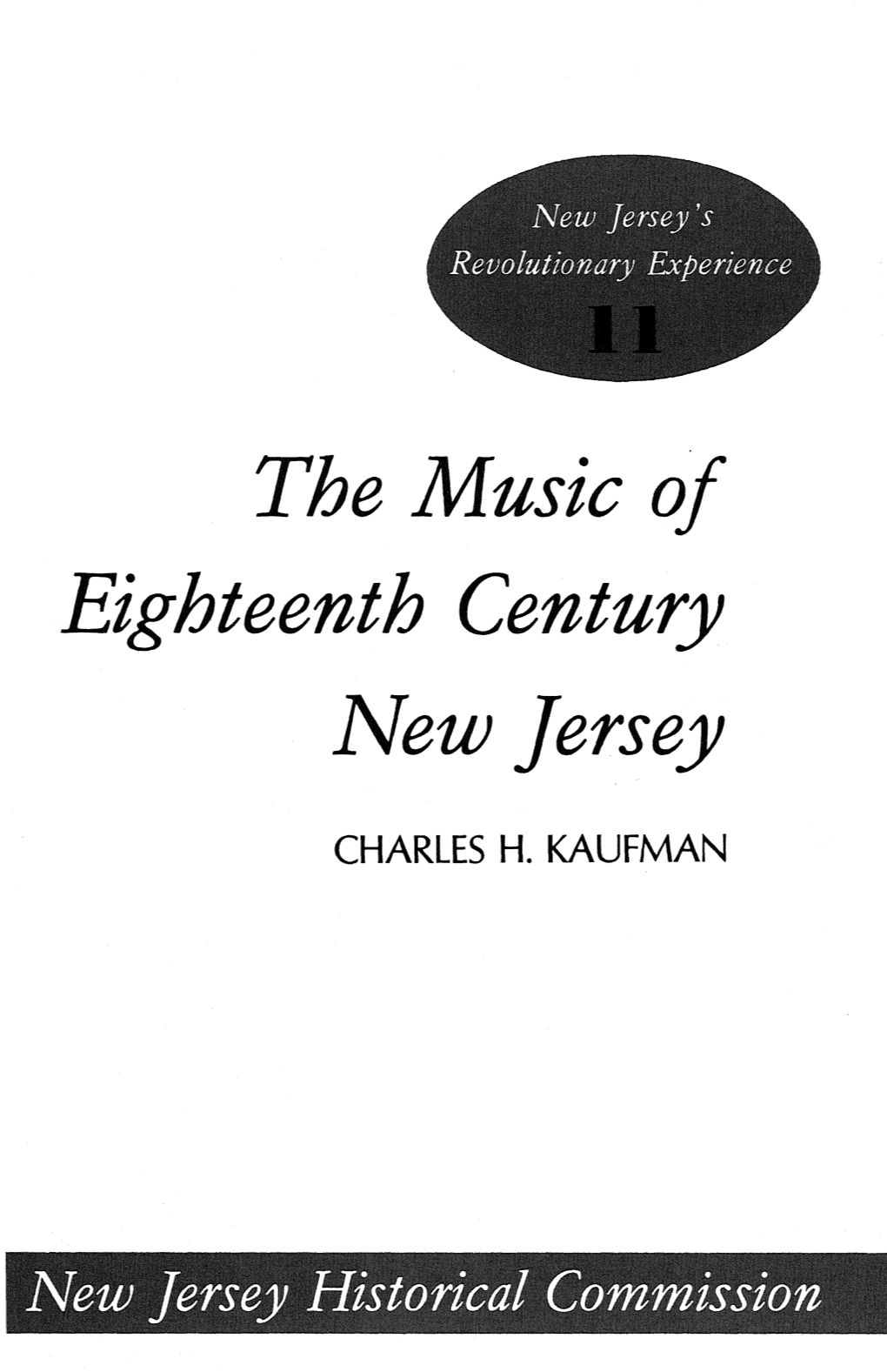 The Music of L!.Ighteenth Century New Jersey
