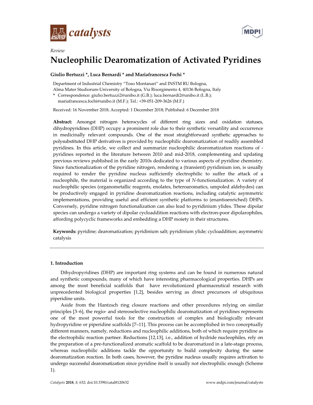 Nucleophilic Dearomatization of Activated Pyridines