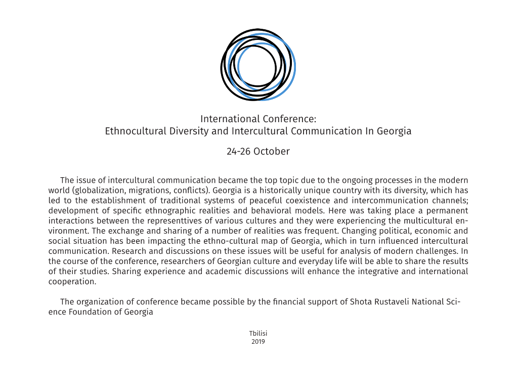 Ethnocultural Diversity and Intercultural Communication in Georgia 24-26 October