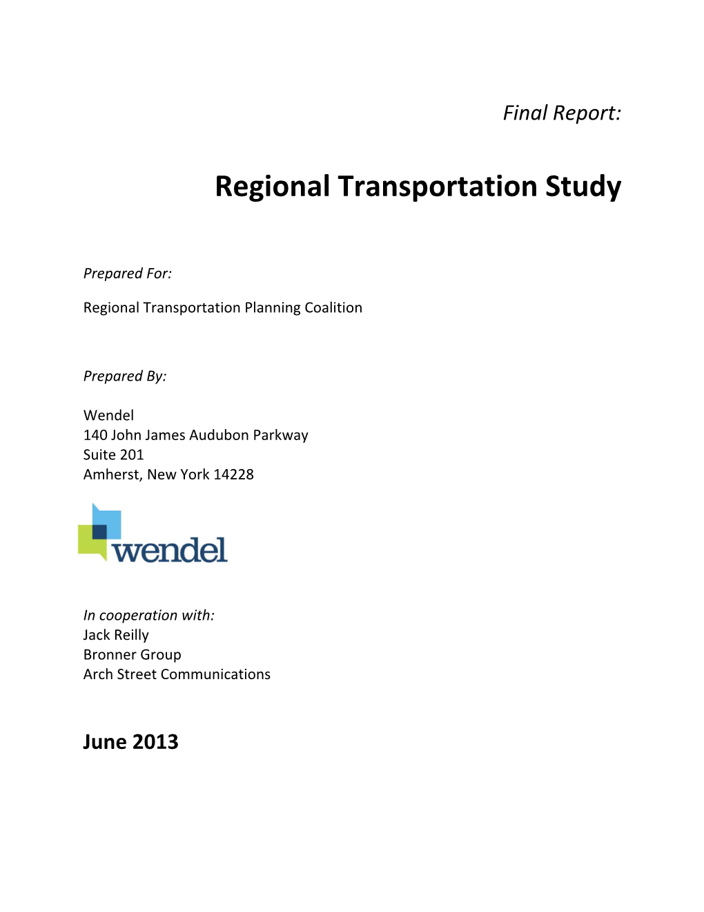Final Report: Regional Transportation Study