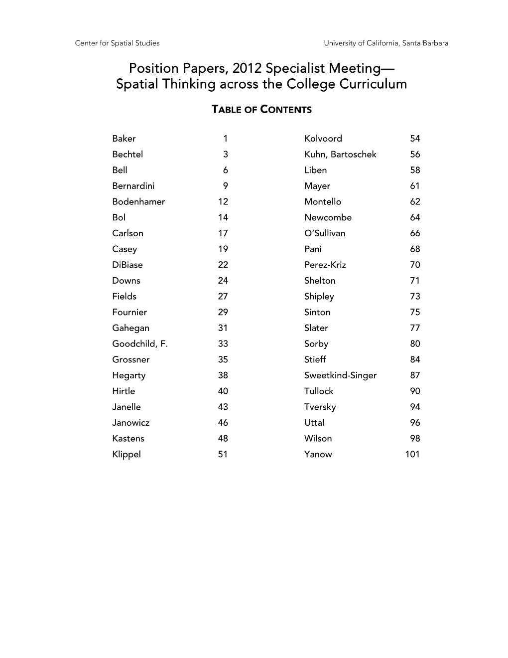 Spatial Thinking Across the College Curriculum