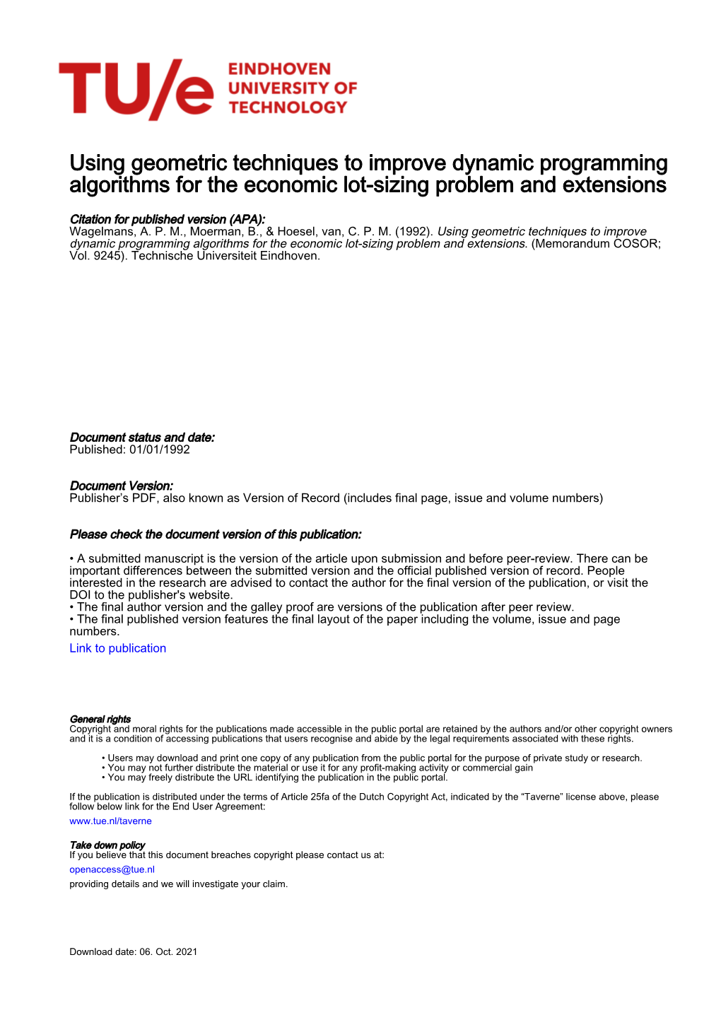 Using Geometric Techniques to Improve Dynamic Programming Algorithms for the Economic Lot-Sizing Problem and Extensions