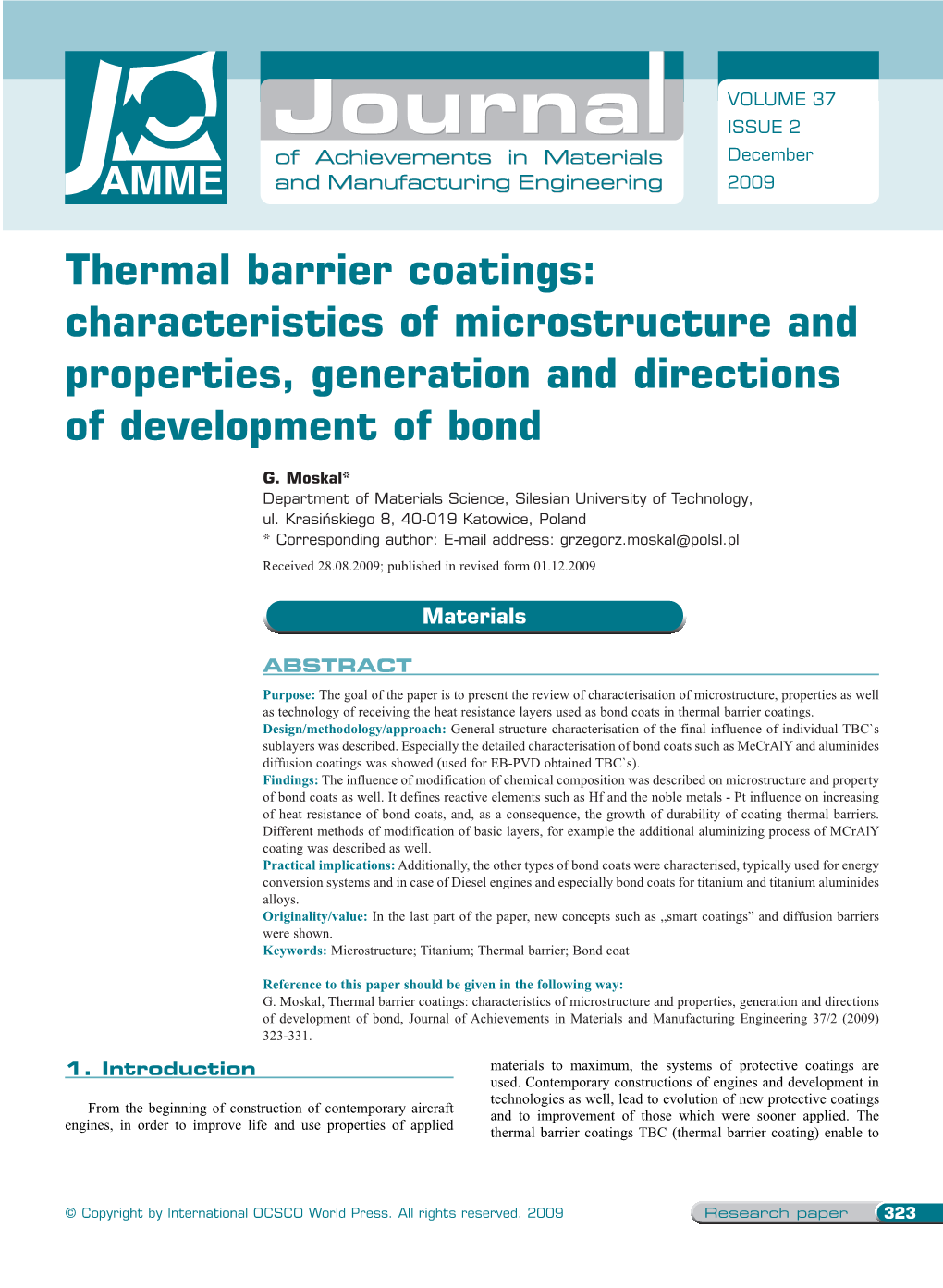 Thermal Barrier Coatings: Characteristics of Microstructure and Properties, Generation and Directions of Development of Bond