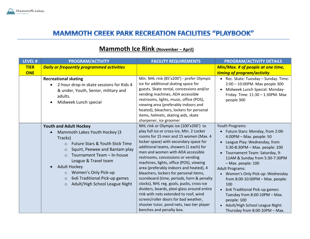 Mammoth Ice Rink (November – April)