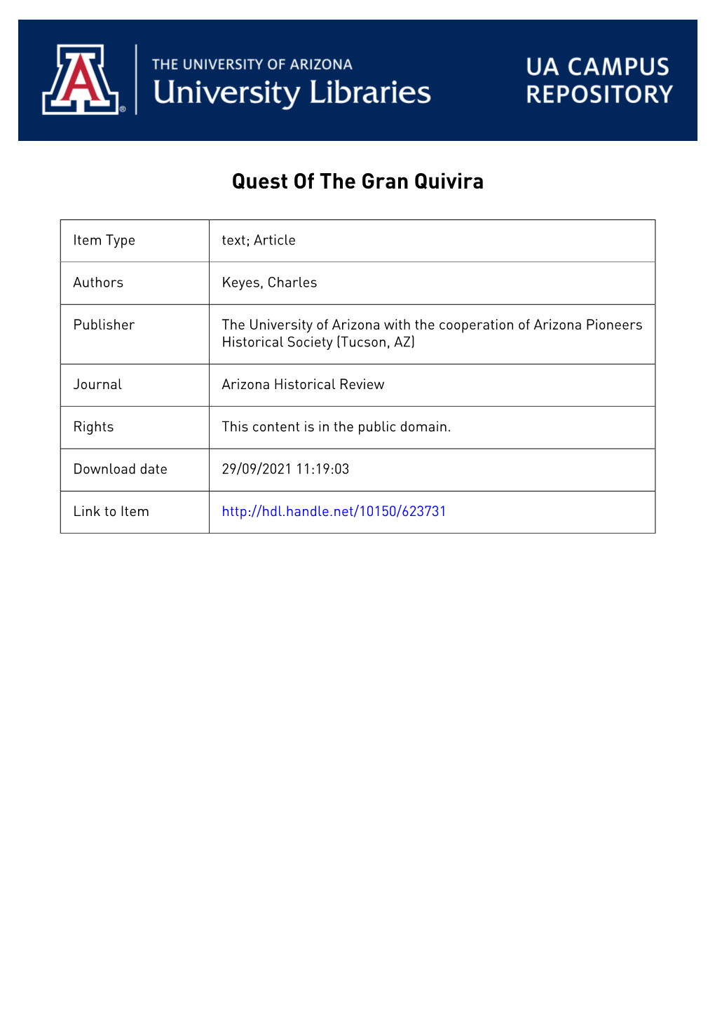 Quest of the Gran Quivira