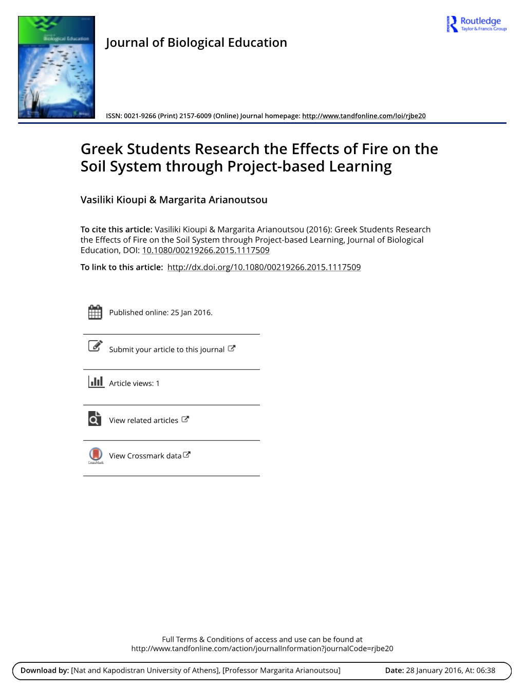 Greek Students Research the Effects of Fire on the Soil System Through Project-Based Learning