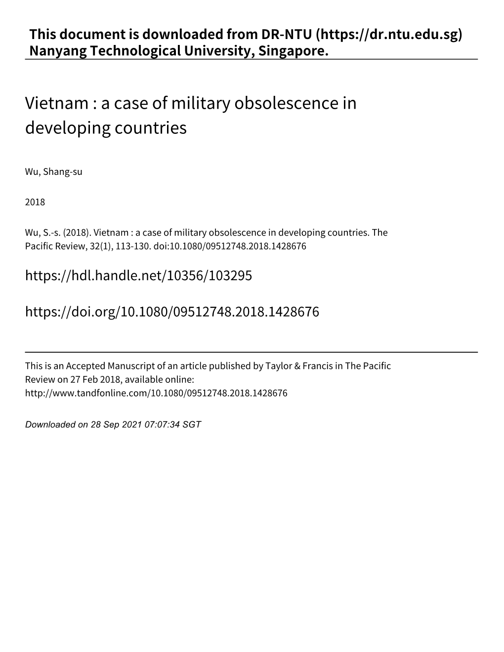 Vietnam : a Case of Military Obsolescence in Developing Countries