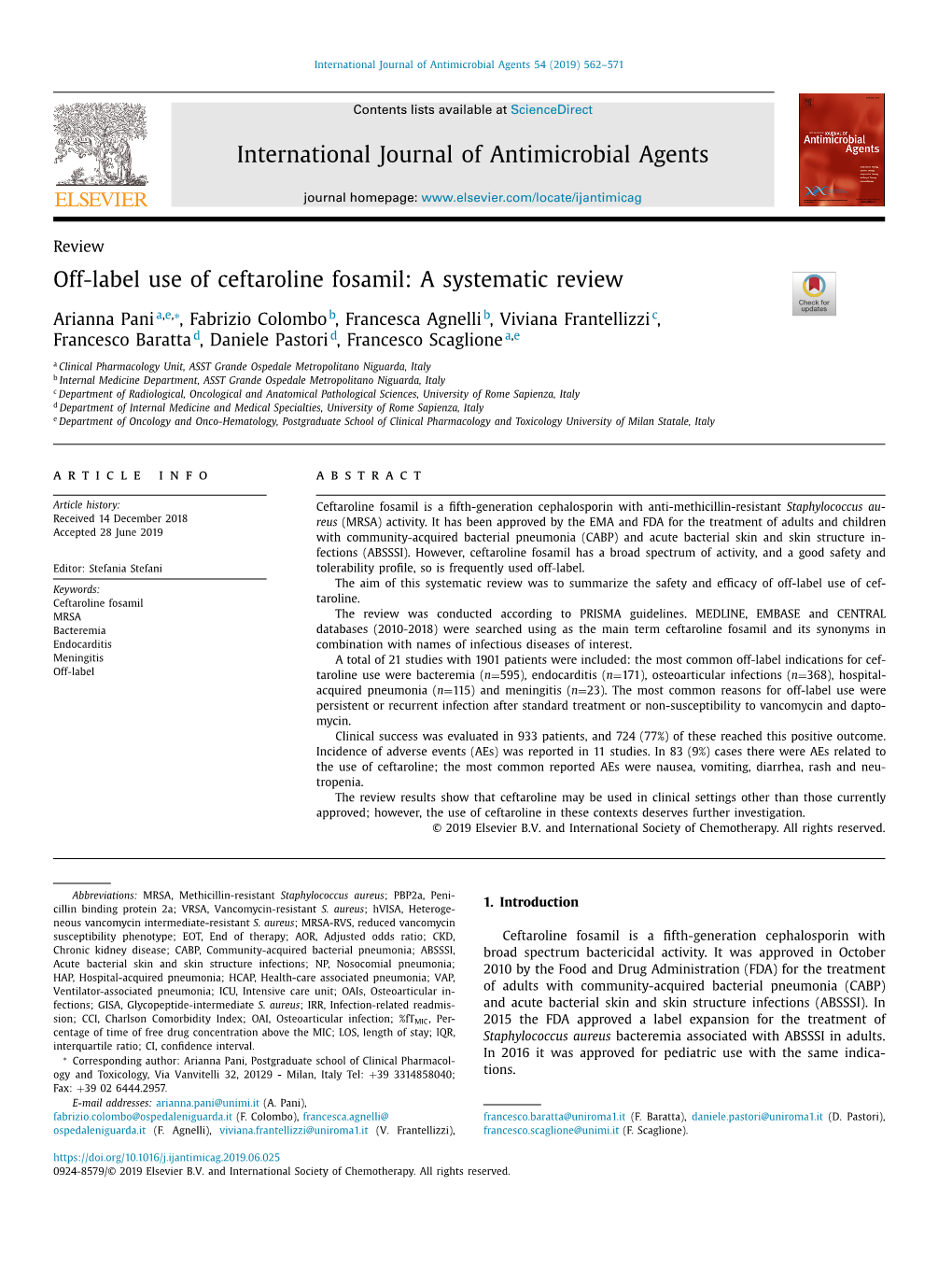 Off-Label Use of Ceftaroline Fosamil: a Systematic Review