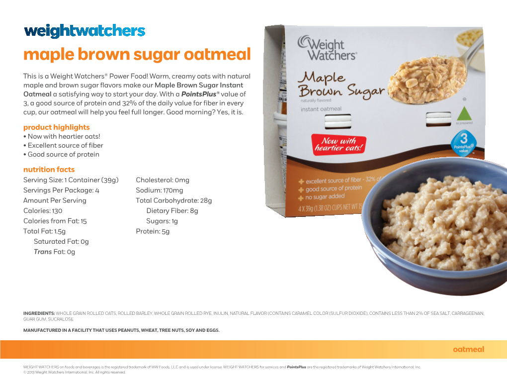 Maple Brown Sugar Oatmeal