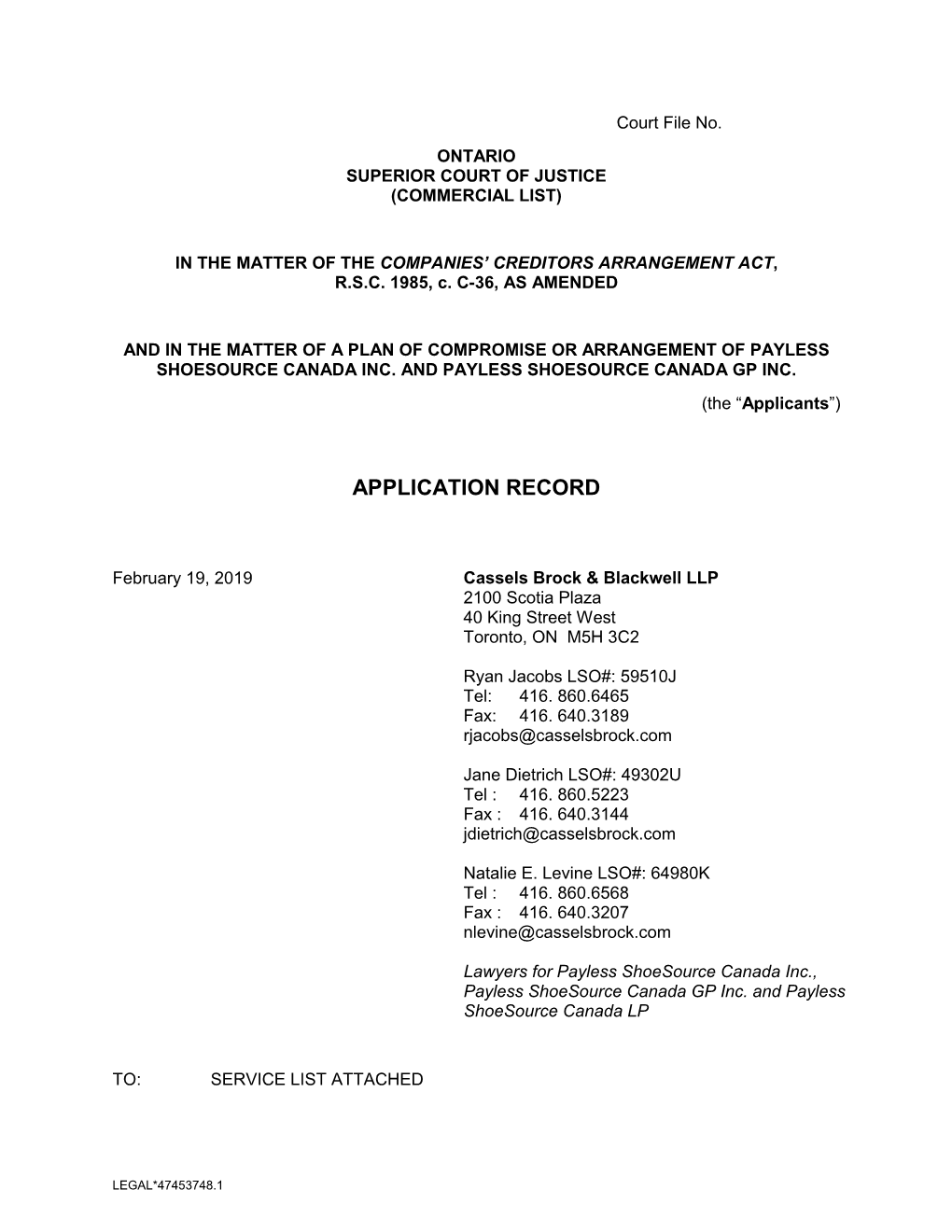 Application Record