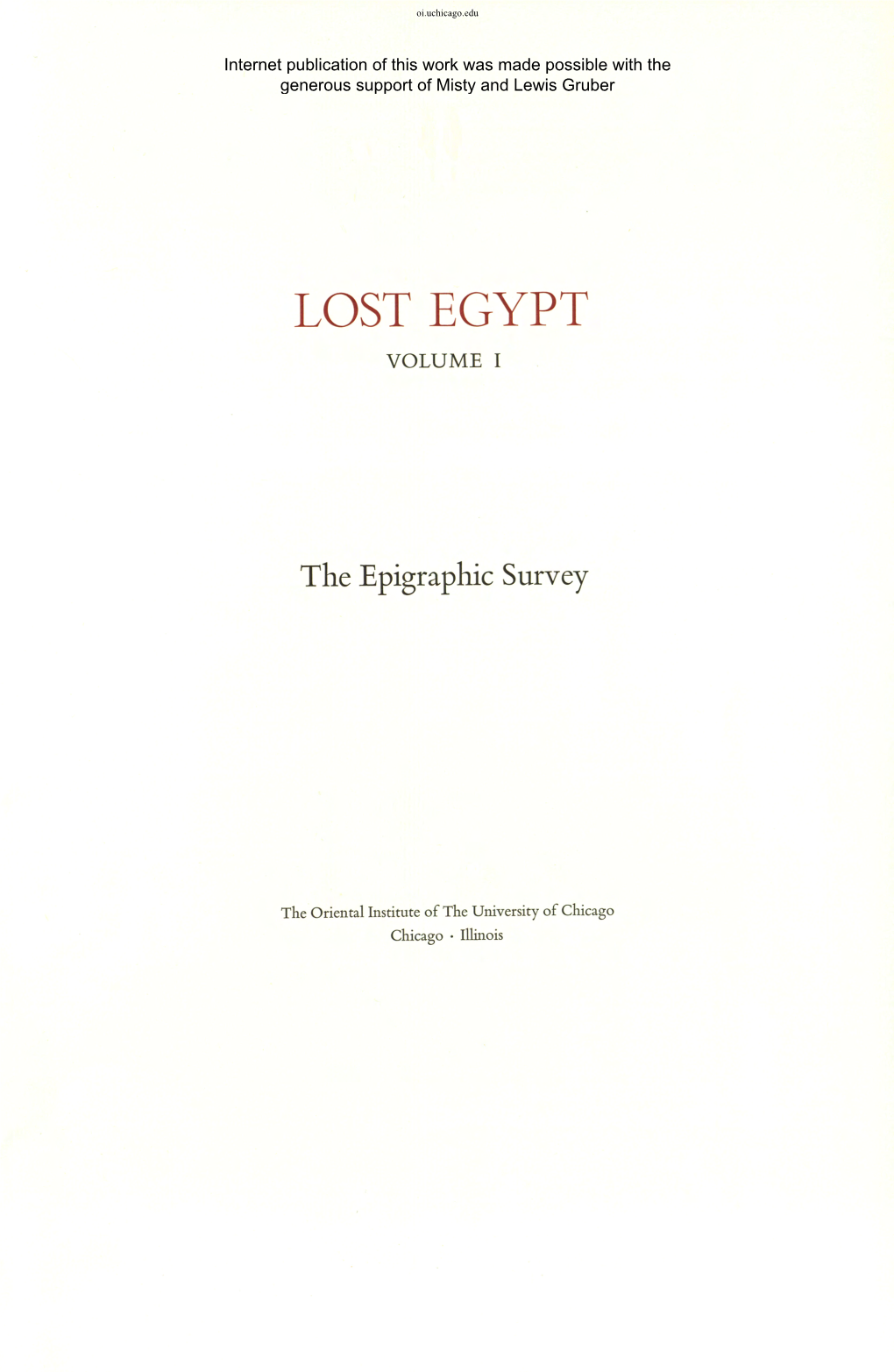 Lost Egypt Volume I