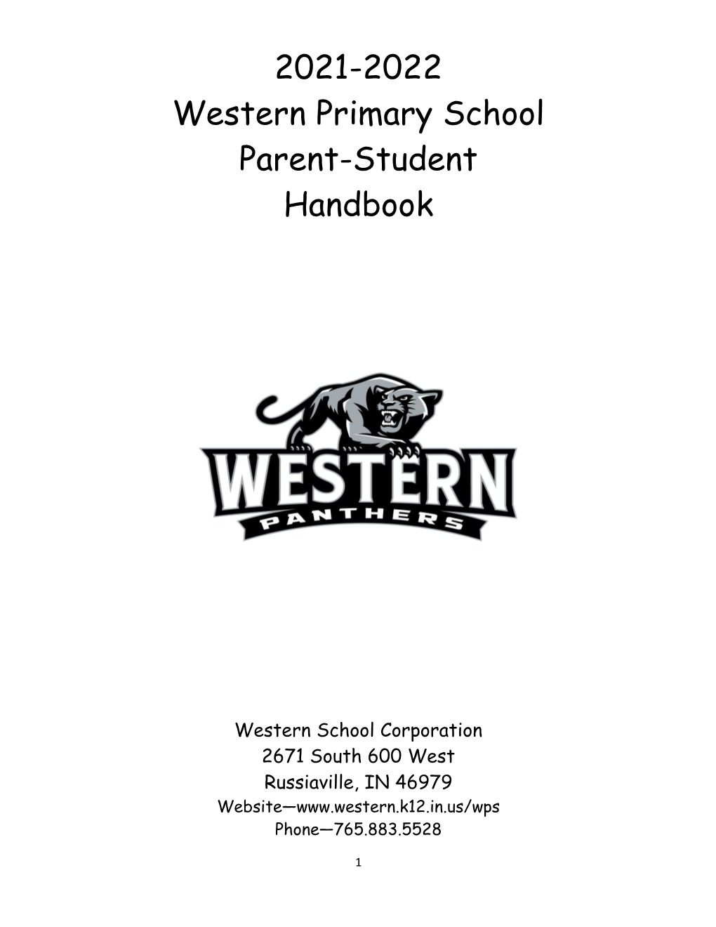 2021-2022 Western Primary School Parent-Student Handbook