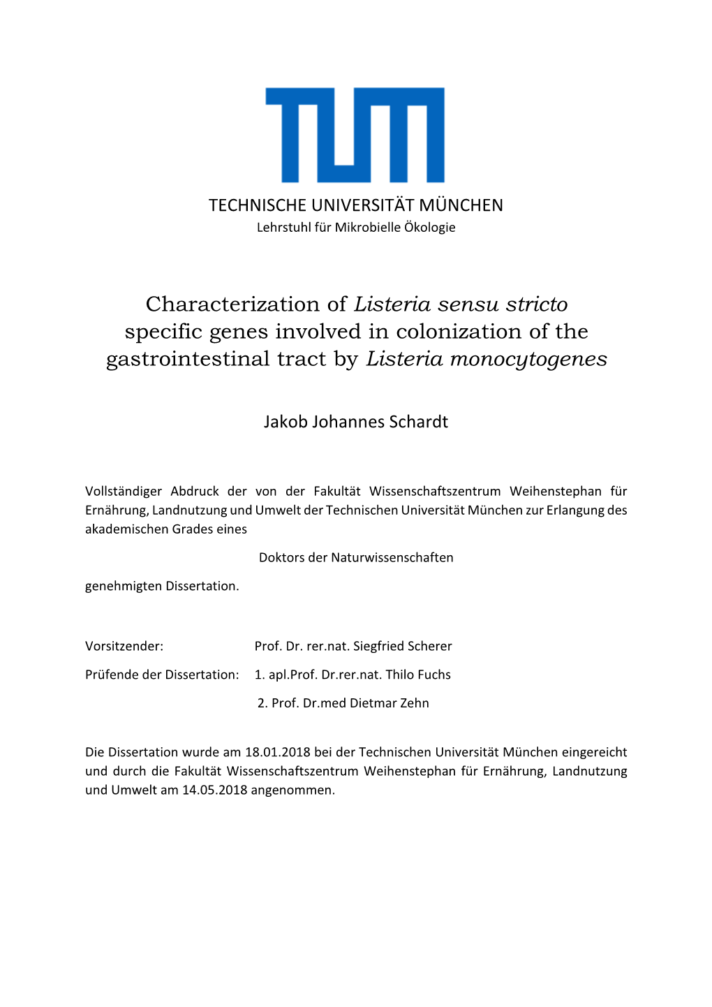 Listeria Sensu Stricto Specific Genes Involved in Colonization of the Gastrointestinal Tract by Listeria Monocytogenes