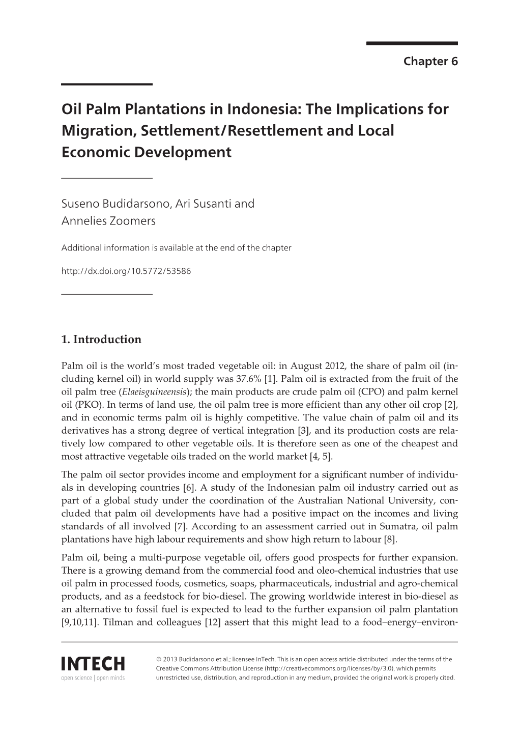 Oil Palm Plantations in Indonesia: the Implications for Migration, Settlement/Resettlement and Local Economic Development