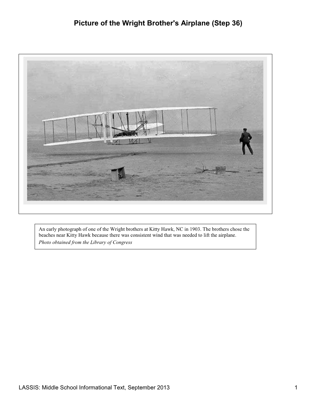 Picture of the Wright Brother's Airplane (Step 36)